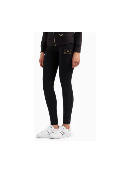 Emporio Armani Legginsy z aplikacją czarny