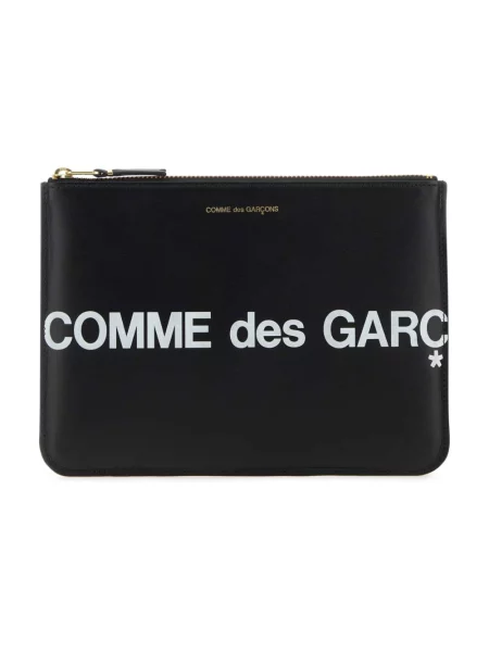 Portfel Comme Des Garcons skórzany z logo czarny