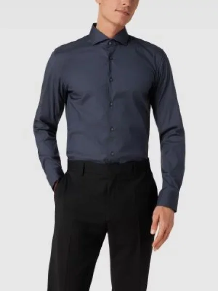 Koszula biznesowa o kroju slim fit z dodatkiem streczu model ‘Hank Hai’ Boss niebieska
