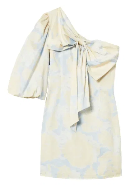 Rochie Twinset cu funde cu un umăr gol de costum albastru