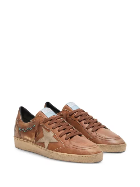 Szarvasbőr gyöngyös sneaker Golden Goose Ball Star barna
