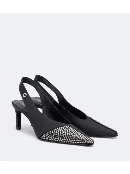 Pantofi cu toc Coperni din satin slingback negru