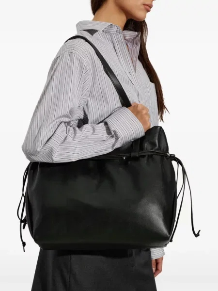 Кожена шопинг чанта Kate Spade с връзки черно