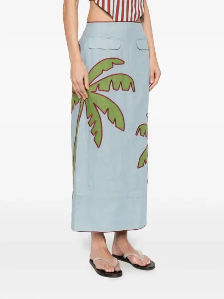 Haftowana spódnica midi Farm Rio niebieska