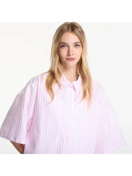 Shirt Nike Sportswear Chill Poplin Oversized Short-Sleeve Top Lt Magenta/ Pink Foam/ Summit White XS biela