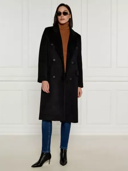 Liu Jo Palton cu adaos de lână negru