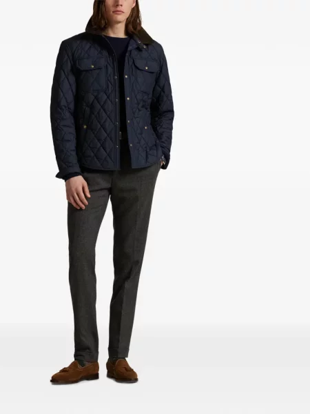 Mănuși Polo Ralph Lauren din piele de căprioară cu șireturi cu vârf închis albastru