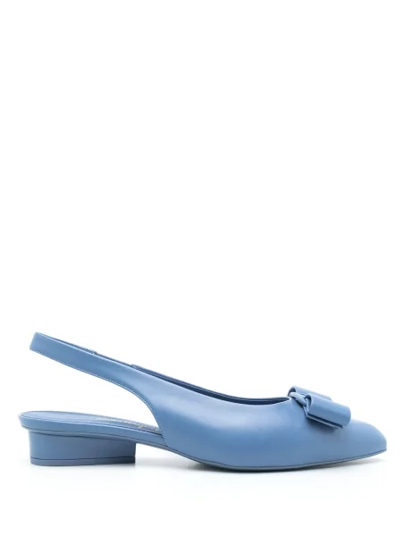 Pantofi cu toc Ferragamo cu funde slingback albastru