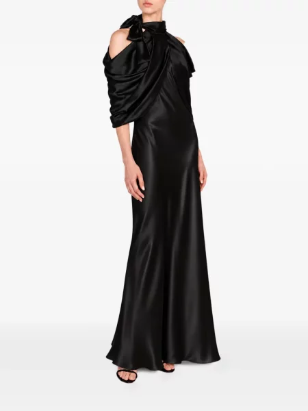 Sukienka maxi Alberta Ferretti z kokardką drapowana czarna