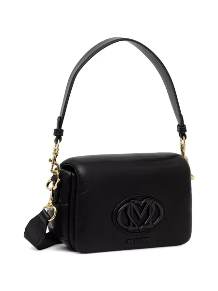 Τσάντα χιαστί Love Moschino με αυτόγραφο μαύρο