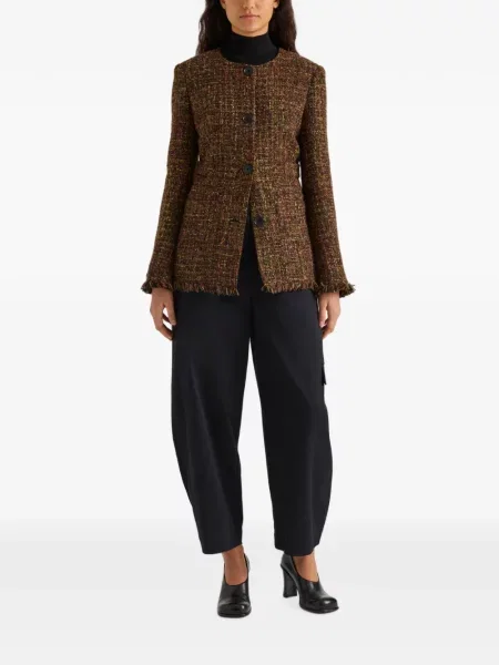 Μακρύς μπουφάν Proenza Schouler White Label tweed λευκό