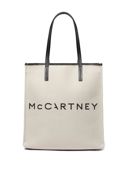 Geantă Stella Mccartney din canvas alb