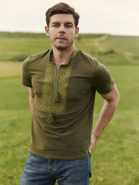 Вишита сорочка Folk Moda хакі