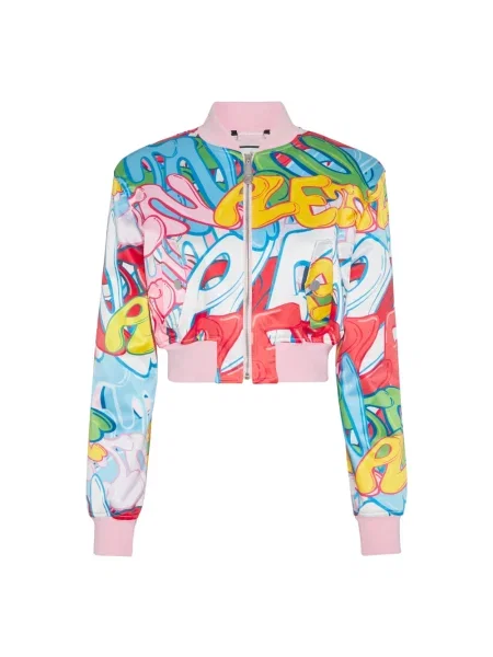 Satynowy wielobarwność kurtka bomber Philipp Plein o krotszym kroju