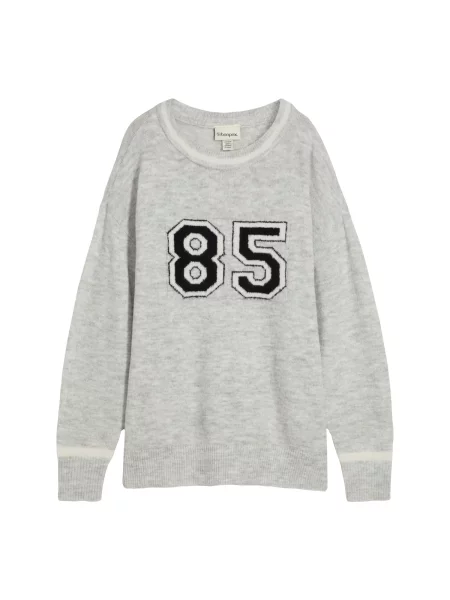 Bonprix Oversize sveter sivá melírovaná / čierna biela