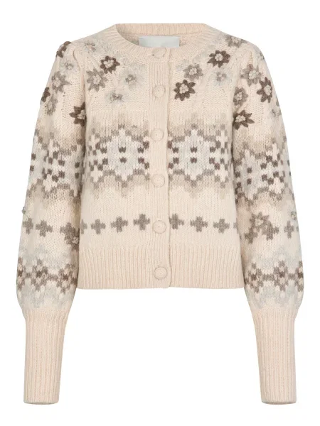 Dea Kudibal Geacă tricotată Livadea / crem / albastru deschis / maro bej