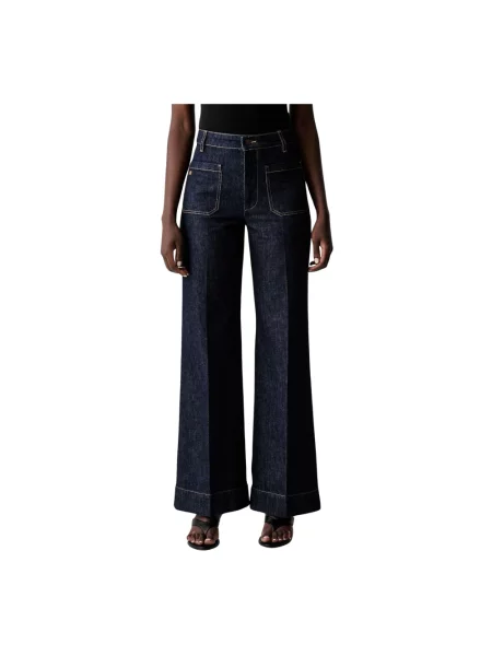 Victoria Beckham jeansy wide leg Alina niebieskie