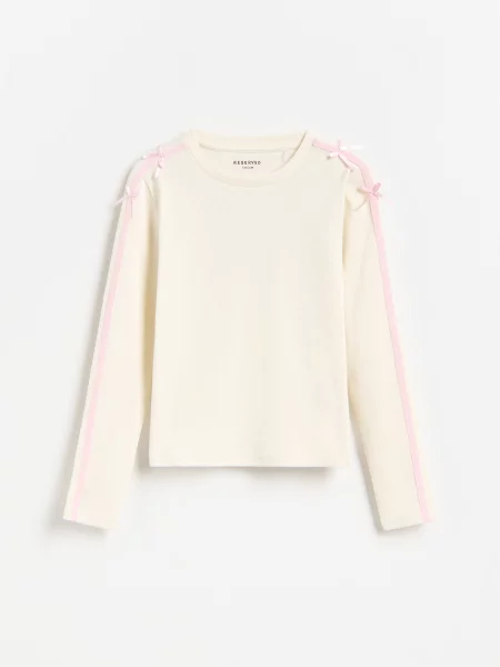 Reserved Tricou cu funde crem