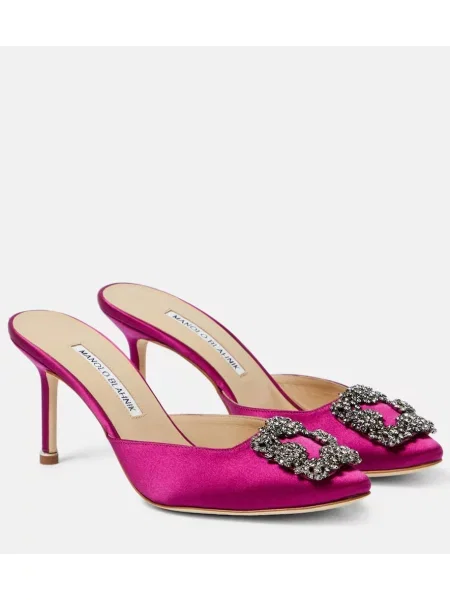 Satenaste mules Manolo Blahnik vijolična