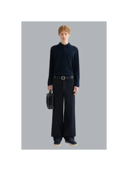 Sweter Jil Sander wełniany z długim rękawem niebieski