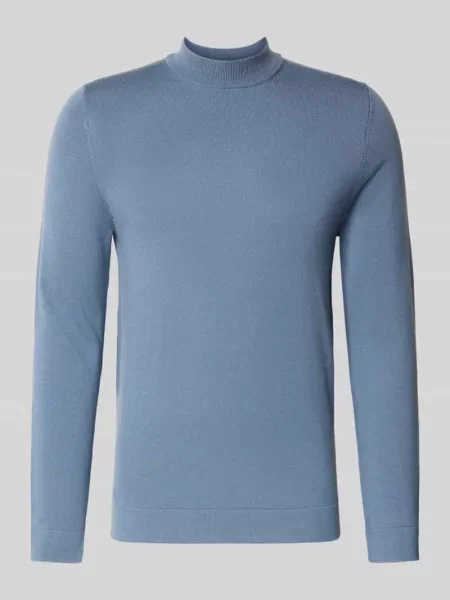 Sweter z dzianiny z czystej żywej wełny model ‘ARWON’ Drykorn niebieski