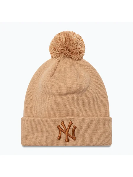 Șapcă pentru femei New Era Metallic Bobble Knit Beanie New York Yankees beige bej