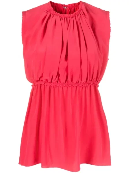 Bluză Lanvin de mătase fără mâneci roz