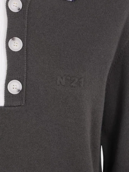 Tricou polo N°21 de lână gri