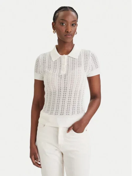 Guess Tricou polo alb