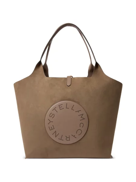 Geantă shopper Stella Mccartney cu autograf maro