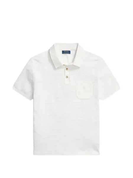 Matlasat tricou polo Polo Ralph Lauren cu decolteu rotund cu autograf roșu