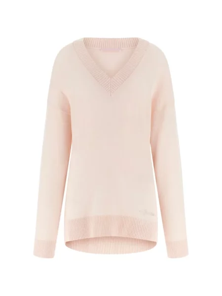 Pulover Guess cu decolteu în V roz