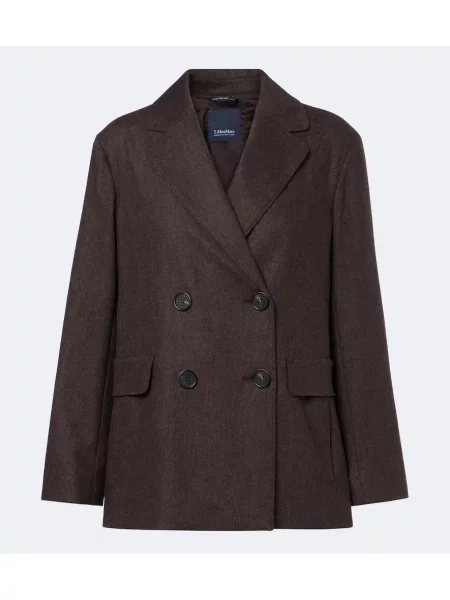 Sacou 's Max Mara de lână cu două rânduri de nasturi maro