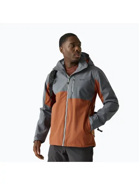 Férfi esőkabát REGATTA Waterproof Shell Bosfield brick/dark storm. Méret: M