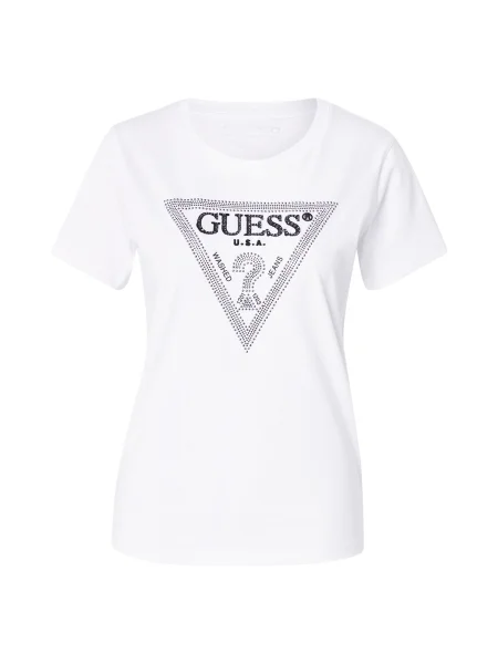 GUESS Tricou negru / argintiu alb