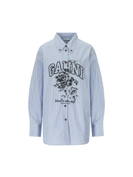 Koszula Ganni w kwiatki fioletowa