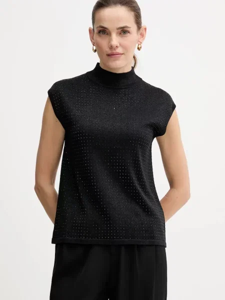 Joseph Ribkoff vestă light cu turtleneck negru