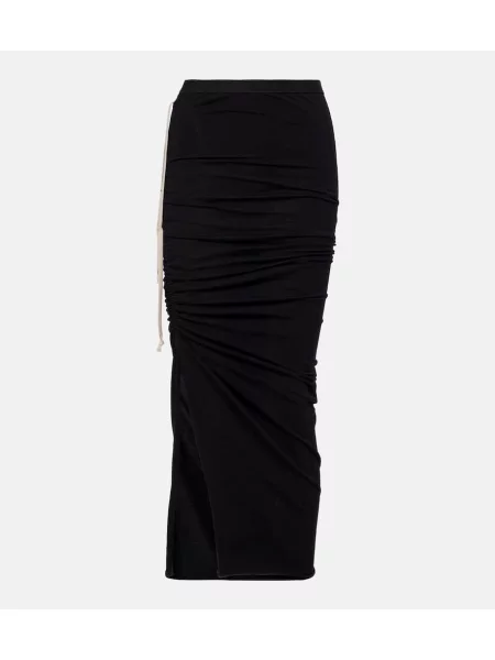 Fustă midi Rick Owens din jerseu până la genunchi negru