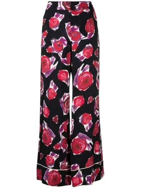 Pantaloni Marni cu model floral cu imagine negru