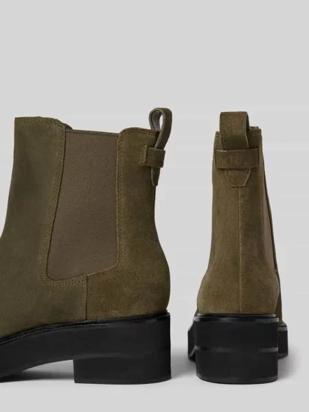 Buty chelsea ze skóry z pętelką model ‘ADRIANNA’ Lauren Ralph Lauren zielone