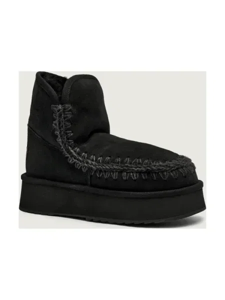 MOU Bocanci Platform boot suede | shearling | zamsz negru