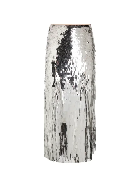 Spódnica midi Self-portrait z cekinami do kolan srebrna