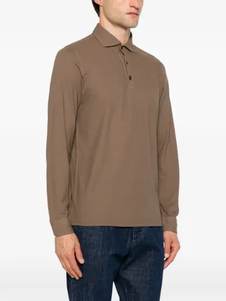 Lung tricou polo Jeordie's maro