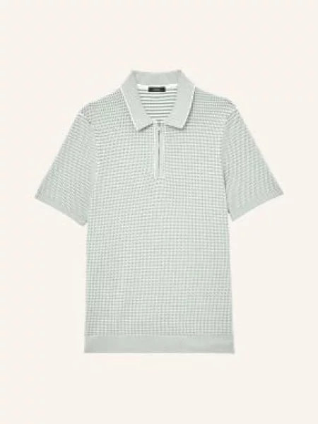 Reiss Pletené Polo Tričko Brink zelená bílá