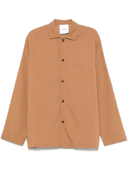 Риза Nanushka на райета кафяво