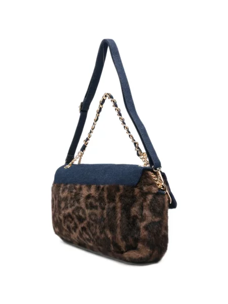 Geantă Secret Pon Pon cu imagine cu model leopard cu blană albastru