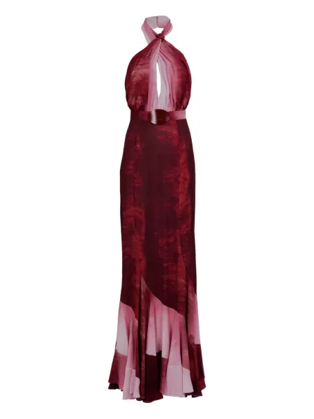 Maksi sukienka maxi Silvia Tcherassi z dekoltem halter garniturowa czerwona
