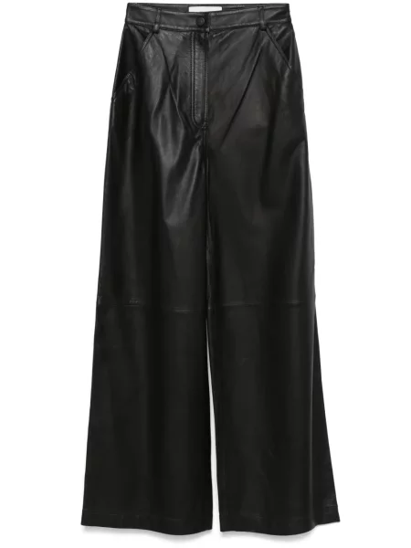 Pantaloni Yves Salomon din piele negru