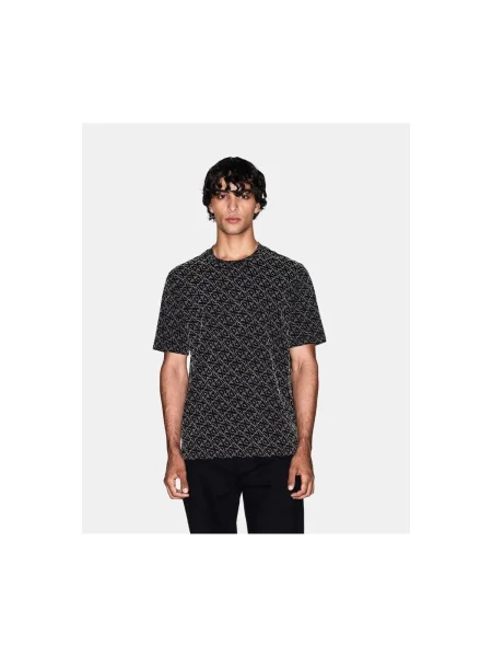 Armani Exchange tricou din cu imprimeu negru