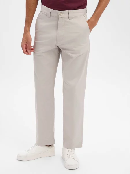 BOSS Orange Spodnie Chino Straight Mężczyźni jednolity szary